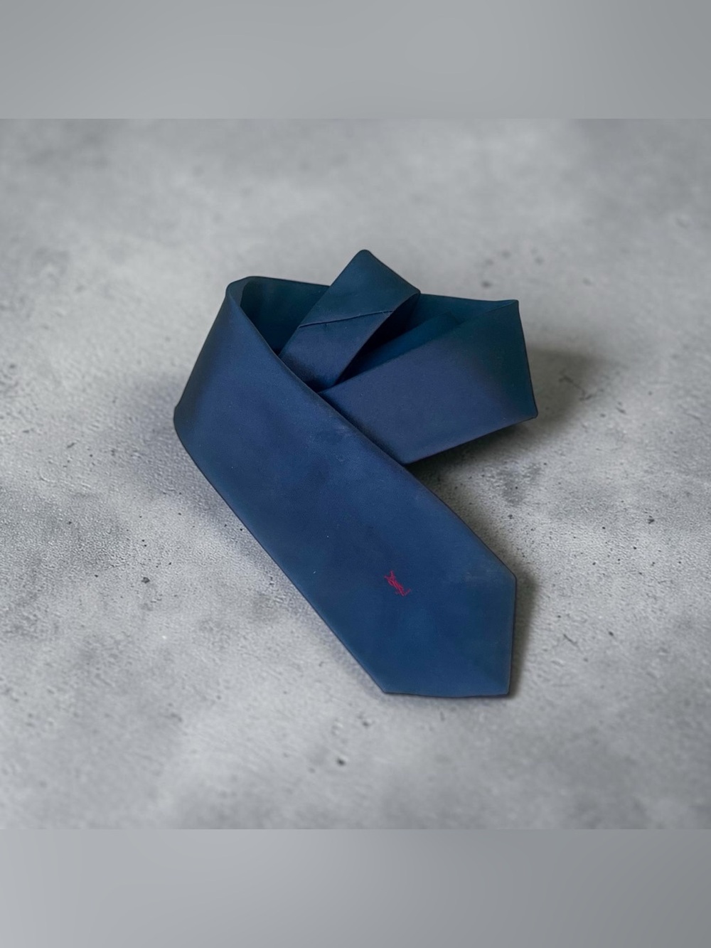 VTG Yves Saint Laurent Rive Gauche Navy Blue Red YSL Logo Tie 💙❤️
